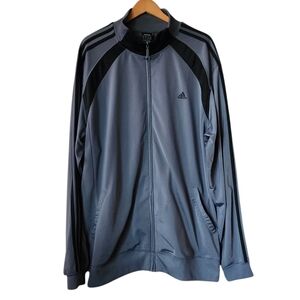 Adidas Men's Size 2XL Three Stripe Jacket Heather Gray Black Full Zip